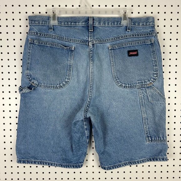 Dickies Denim Carpenter Jean Shorts Sz 36 Hammer Work Wear Paint‎ Light Wash Y2K - Picture 1 of 8